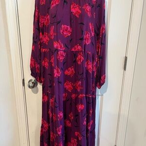a new day Purple Maxi Dress with Bright Pink Floral Print